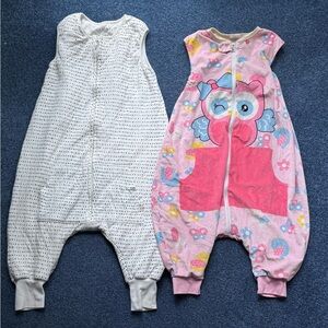 Pink and White Kids Pajamas Set of 2 sleepwear sleep sack wearable blankets